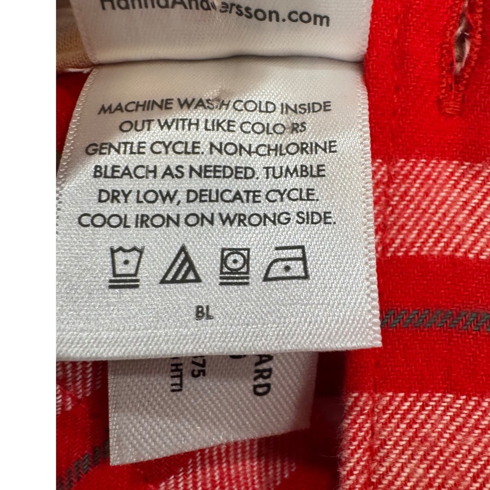 Hanna Andersson Kids Red Plaid Hooded Flannel Shirt Button Up Size 10 140cm - Picture 5 of 6